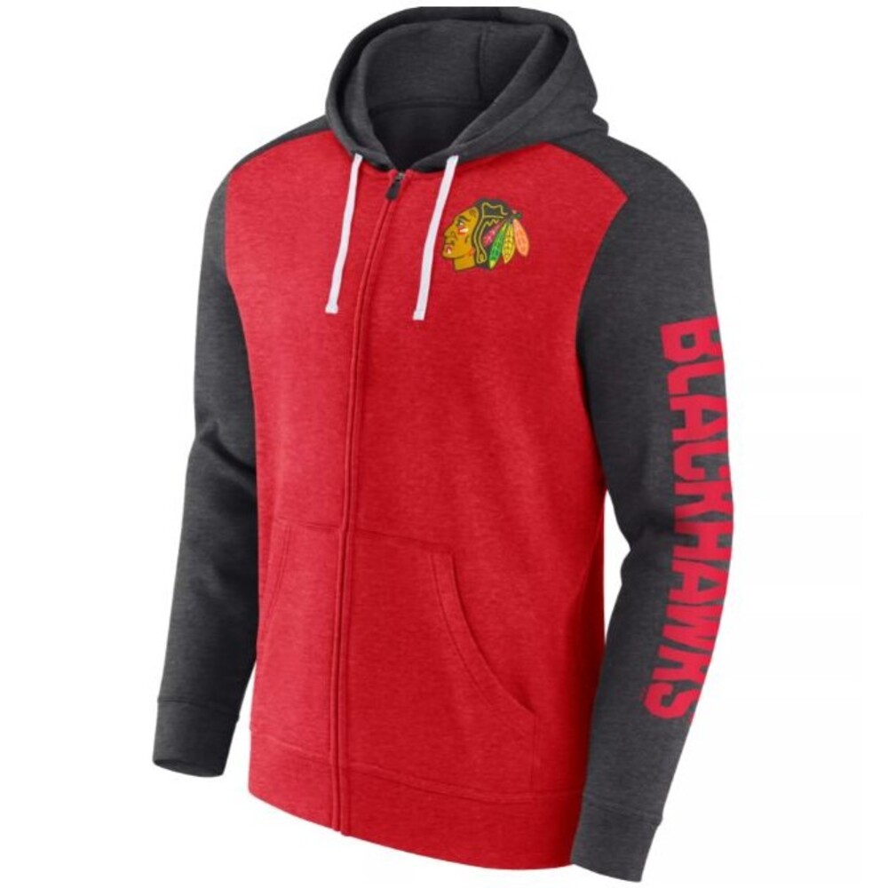 Chicago Blackhawks Men's Red Cotton Full-Zip Hoodie